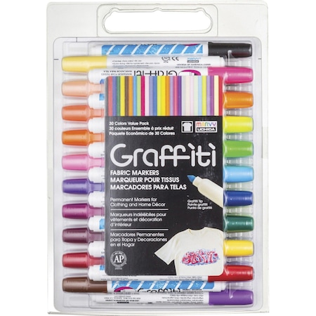 Marvy Uchida Graffiti Fabric Marker Set, 30 Colors 0560-30A